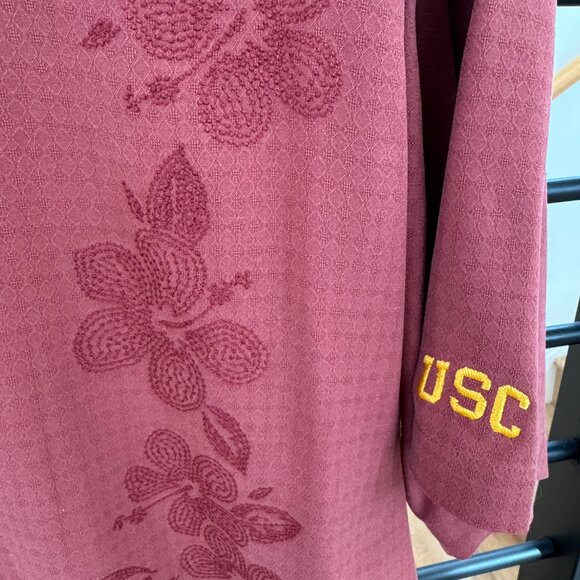 Tommy Bahama Men’s Silk Button Down Shirt USC Logo Maroon Floral Size XL - Picture 2 of 12